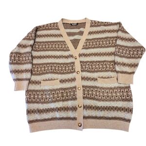 Women's V-neck Button Down Patterned Sweater Size 18-20